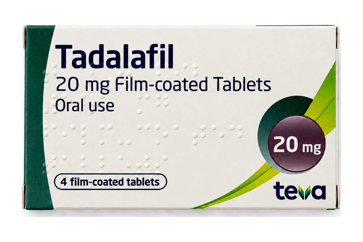 Tadalafil Teva 20 mg film-coated tablets - 4 tablet pack