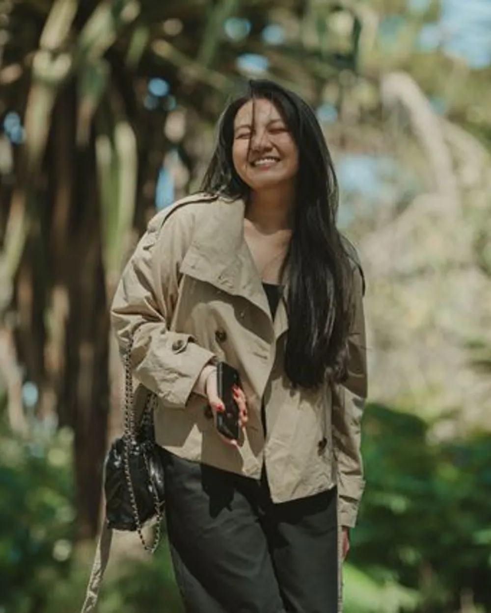 A person walking outdoors